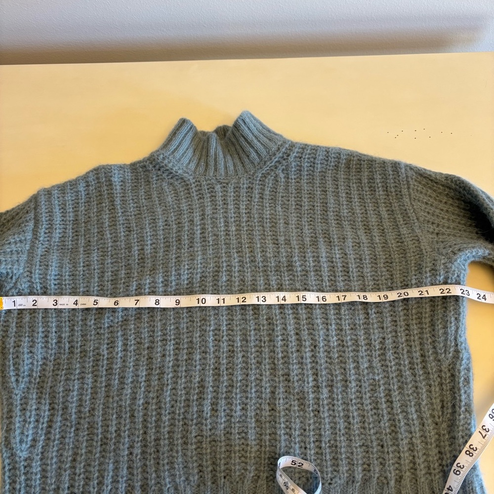 Sezane Josepha Sweater Wool Alpaca Mock Neck Chunky Knit Ribbed Frosted Blue XS - Picture 8 of 13